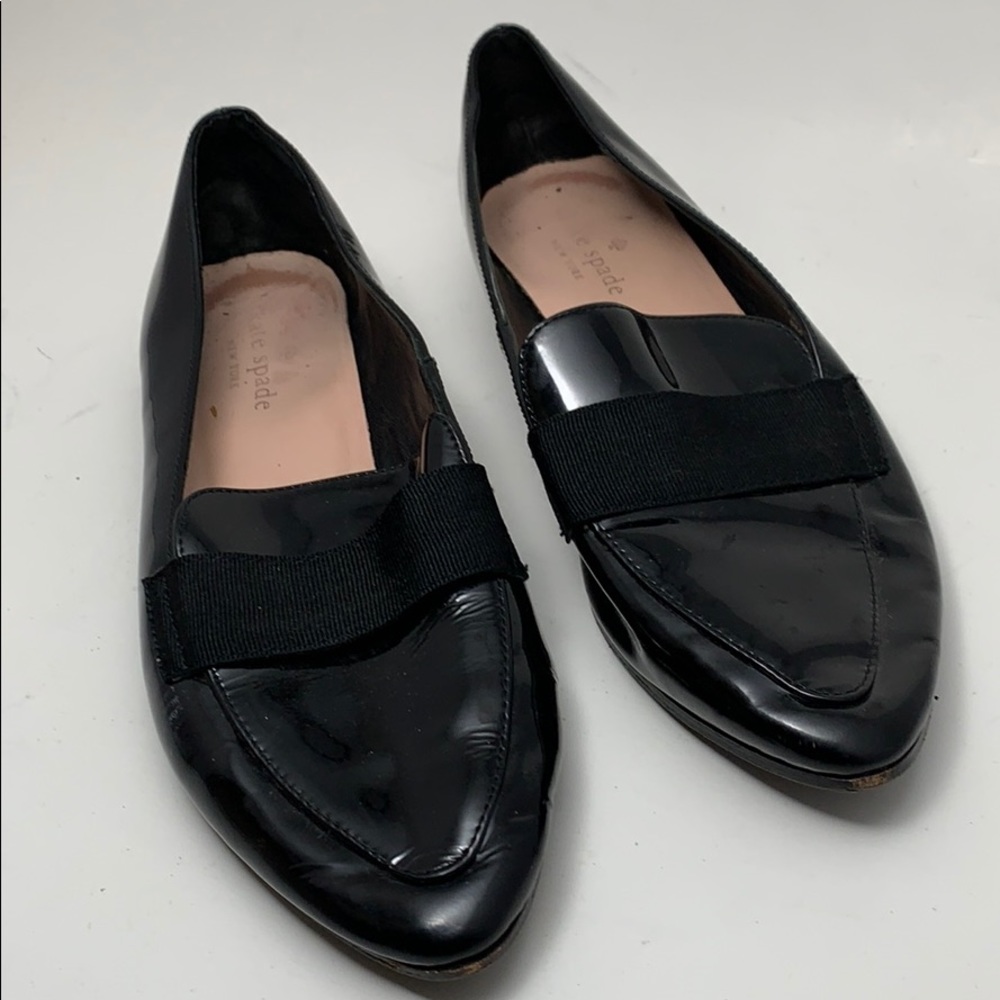 Kate spade black satin shoes pointy 8